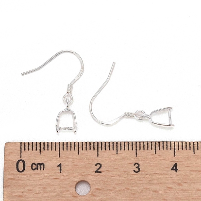 925 Sterling Silver Earring Hooks Findings, with Pendant Bails