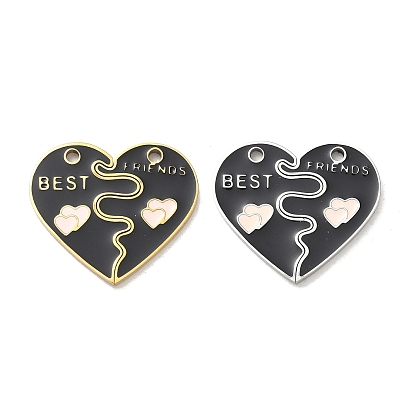 304 подвески из нержавеющей стали, сердце, с эмалью, ионное покрытие (ip), сплит подвески