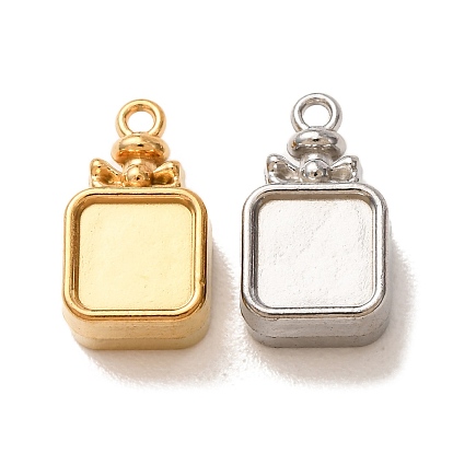 Pendentifs en acier inoxydable, charmes carrés, plaqué longue durée