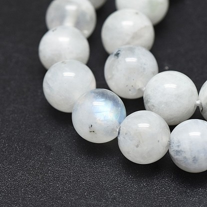 Brins de perles de pierre de lune arc-en-ciel naturel, ronde