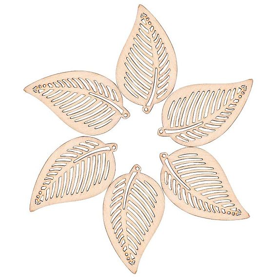 Undyed Wood Big Pendants, Leaf