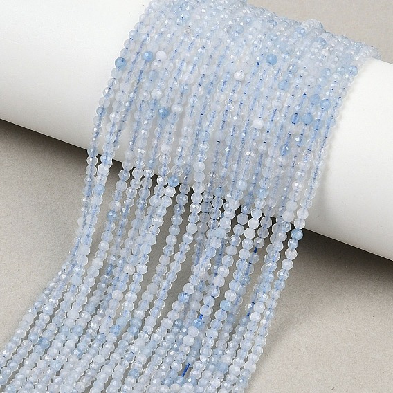 Природные Аквамарин бисер нитей, круглые, граненые
