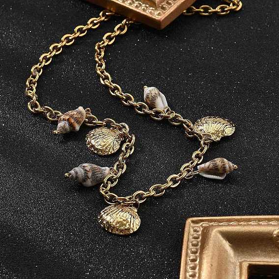 Океанский пляж 304 ожерелья из нержавеющей стали и ракушек, ожерелья-цепочки для женщин