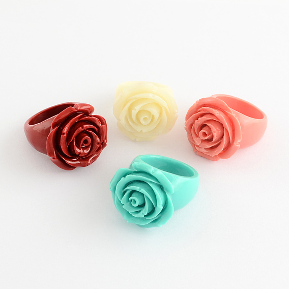 Rose Blume synthetische Korallen Ringe, 18 mm