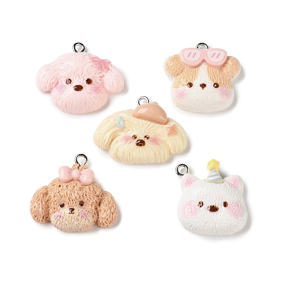 Непрозрачные подвески смолы, собака, с железной платиной петлей