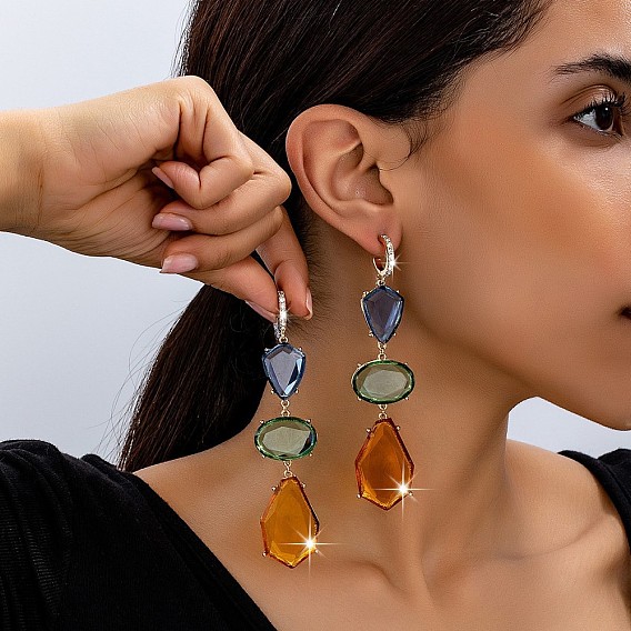 Серьги-гвоздики в форме капли с овальным креплением из цинкового сплава, cmолой