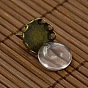 12x5~6mm Dome Transparent Glass Cabochons and Brass Ear Stud Findings for DIY Stud Earrings, Ear Stud: 13mm, Pin: 0.6mm, Tray: 12mm