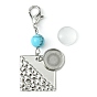 304 Stainless Steel Pendant Decoration, with Synthetic Turquoise Beads and Zinc Alloy Lobster Claw Clasps