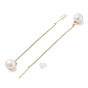 Natural Pearl Ear Studs, Ear Threads, with Brass Findings and 925 Sterling Silver Pins, Round