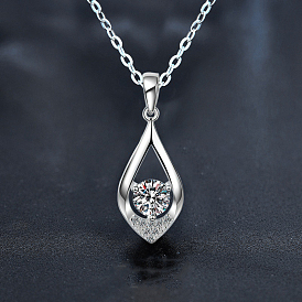 Капля 925 стерлингового серебра хрустальные муассанитовые подвески ожерелья для женщин