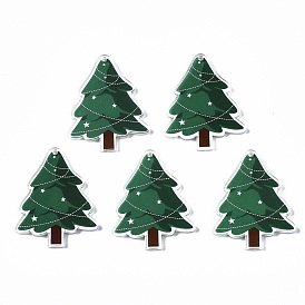 Colgantes acrílicos impresos transparentes, tema navideño, árboles de navidad