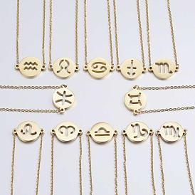 304 Stainless Steel Link Bracelets, 
Twelve Constellation/Zodiac Sign