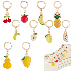 10 шт. подвески-обувь в виде фруктов, сплав эмали и латуни, ручная работа, с латунным кольцом