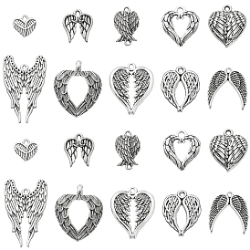 100 шт 10 стили сплава подвески в тибетском стиле, сердце с крыла прелести