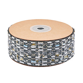 10 Yards Polyester Ribbon with Metallic Trimming, for Garment Accessories, Flat