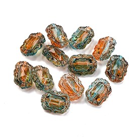 485Pcs Transparent Two Tone Acrylic Beads, Rectangle