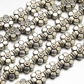 Tibetan Style Flower Alloy Bead Strands, Lead Free & Cadmium Free & Nickel Free, 9x8x5mm, Hole: 1.5mm, about 23pcs/strand, 8 inch