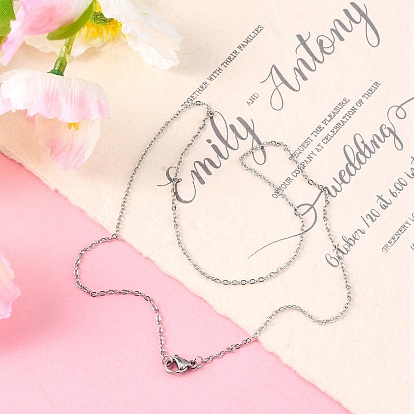 304 из нержавеющей стали кабель цепи ожерелья, с карабин-лобстерами , 17.7 дюйм (450 мм), 1.5 мм