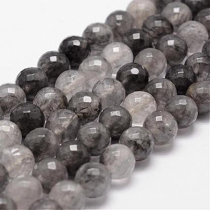 Natural Cloud Quartz Beads Strands, Faceted, Round