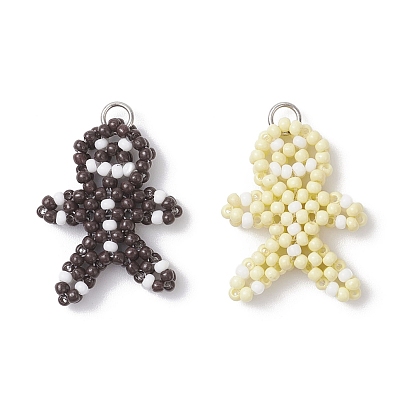 Подвески из стеклянных бусин, Колобок, с целью перехода в кольце