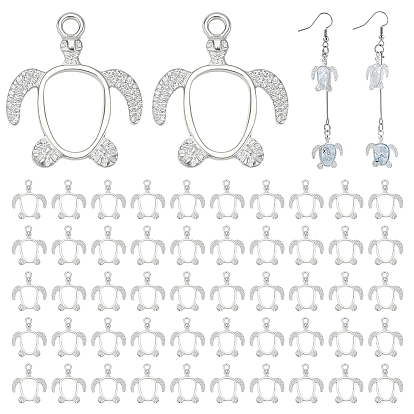 60подвески из легкого сплава с открытой спиной, для diy уф смолы, эпоксидная смола, Прессованные цветочные украшения, черепаха