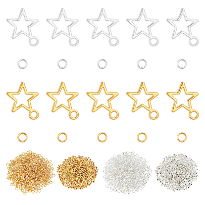 Nail Art Decoration Sets, Including Alloy Charms, Brass Round Spacer Beads, Iron Jump Rings and Iron Manual Nail Art Punch Tools