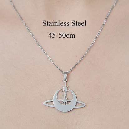 201 Stainless Steel Planet Pendant Necklace