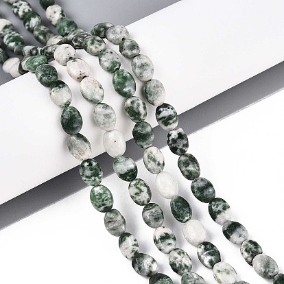 Натуральные зеленые пятна яшмовых нитей, Плоско-овальные