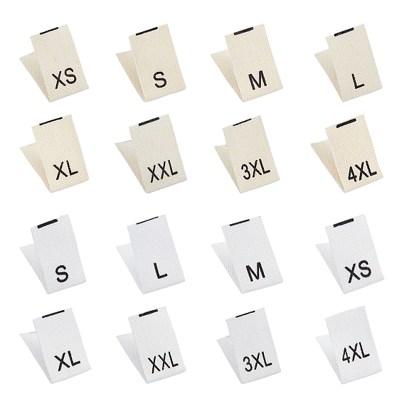 Этикетка размера смеси, тканые ремесленные этикетки из хлопка, для пошива одежды, xs / s / m / l / xl / xxl / 3 xl / 4 xl