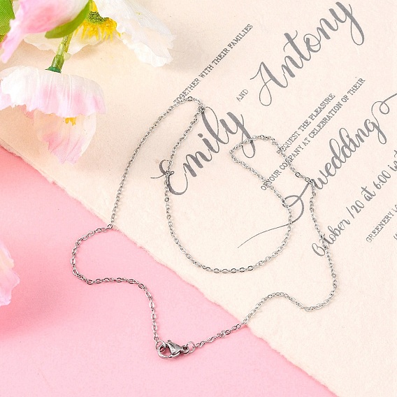 304 из нержавеющей стали кабель цепи ожерелья, с карабин-лобстерами , 17.7 дюйм (450 мм), 1.5 мм