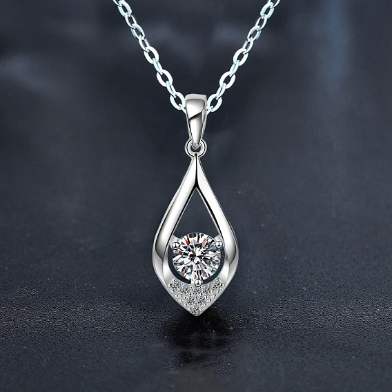 Капля 925 стерлингового серебра хрустальные муассанитовые подвески ожерелья для женщин