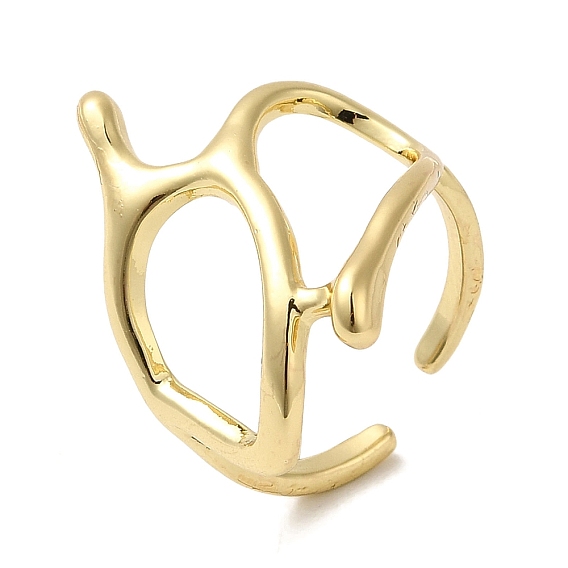 Brass Open Cuff Rings, Hollow Sea Fan Coral Ring for Women