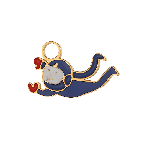 304 нержавеющей стальной эмали подвески, астронавт очарование, ионное покрытие (ip), долговечный, реальный 18 k позолоченный