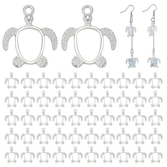 60подвески из легкого сплава с открытой спиной, для diy уф смолы, эпоксидная смола, Прессованные цветочные украшения, черепаха