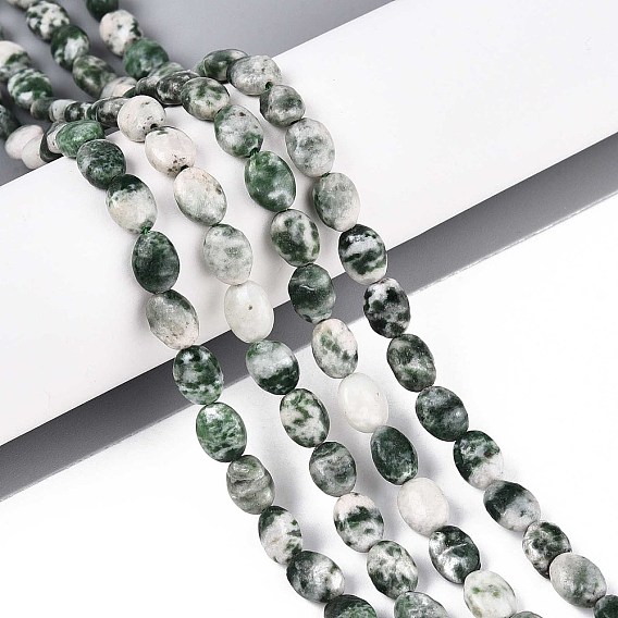 Натуральные зеленые пятна яшмовых нитей, Плоско-овальные