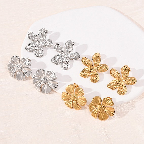 День святого Валентина 304 серьги-гвоздики из нержавеющей стали, цветок