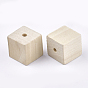 Natural Wood European Beads, Large Hole Beads, Cube