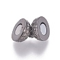 Brass Micro Pave Cubic Zirconia Magnetic Clasps with Loops, Round