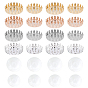 16Pcs 4 ColorsUnicraftale 304 Stainless Steel Cabochon Settings, Lace Edge Bezel Cups, Flat Round, with Transparent Half Round Glass Cabochons