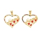 Латунные микро проложить кубического циркония подвески, с эмалью, без кадмия и без свинца, стойки покрытие, долговечный, сердце со словом мама прелести, День матери