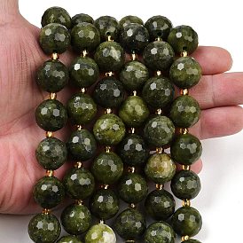 Тайвань природного нефрита бисер нитей, граненые, круглые, с бисером