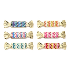 Rack Plating Brass Enamel Connector Charms, Long-Lasting Plated, Lead Free & Cadmium Free, Real 18K Gold Plated, Candy Link