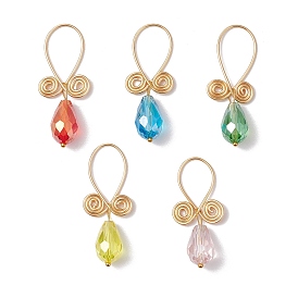 5шт. подвески из медного стекла с проволочной оплеткой, слеза, граненые