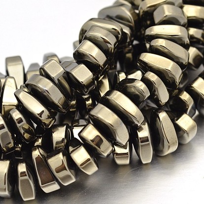 Nuggets Non-magnetic Synthetic Hematite Beads Strands, Imitation Pyrite, 12x8x5mm, Hole: 1mm, about 83pcs/strand, 15.7 inch