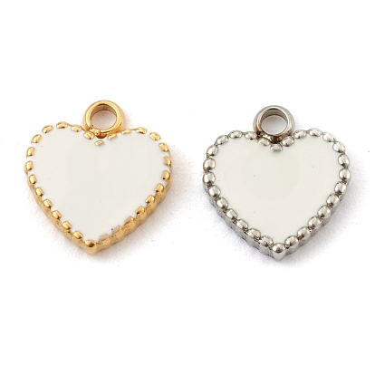 Модные 304 из нержавеющей стали эмаль подвески, плоские сердца, белые