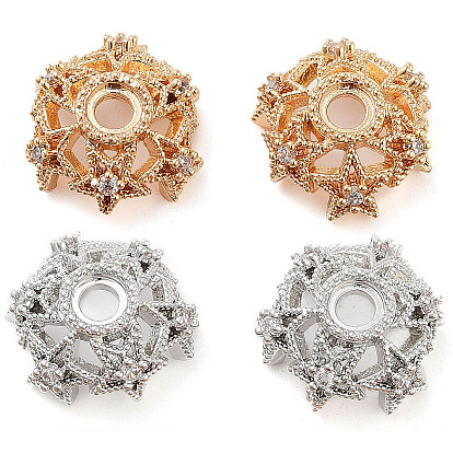 Колпачки для бусин из прозрачного кубического циркония из латуни, без кадмия, без никеля и без свинца, звезда