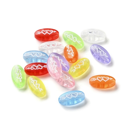 Прозрачные акриловые бусины, овал с сердцем и стрелой