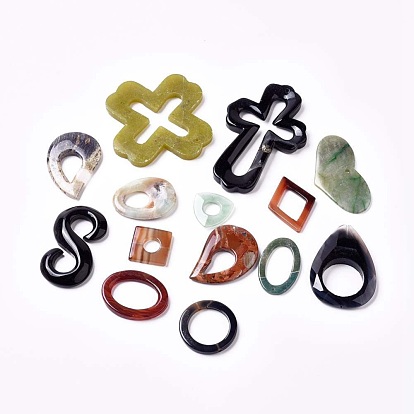 Natural Mixed Stone Pendants, Mixed Shapes, Mixed Material