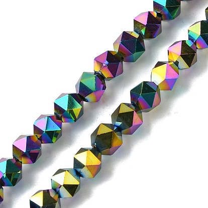 Electroplate Glass Beads Strands, Faceted Round