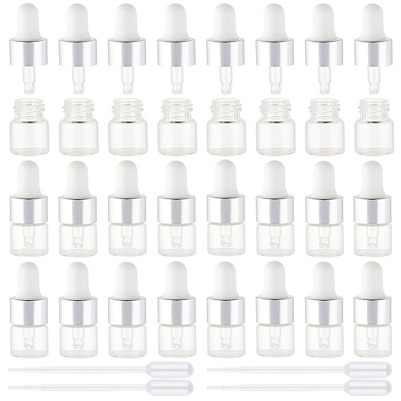 ARRICRAFT 1ml Glass Dropper Bottles, with Dropper, For Traveling Essential Oils Perfume Cosmetic Liquid, with Disposable Plastic Transfer Pipettes